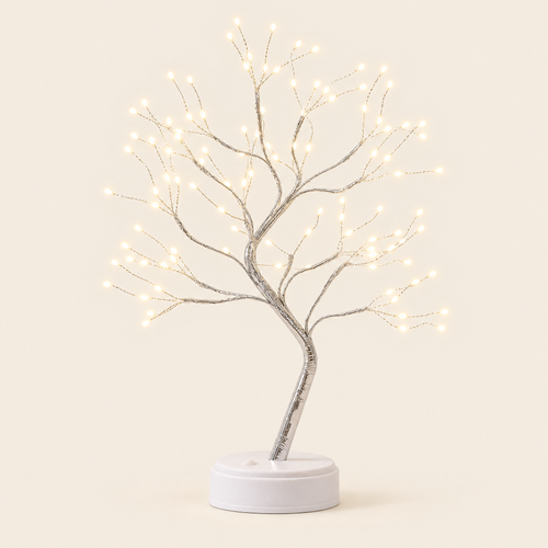 Arbre lumineux Feuillée à 108 LED blanc chaud, socle blanc