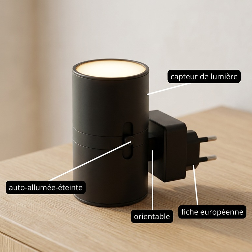 Veillée™ – Lampe murale LED sur prise